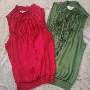 Red and Olive Satin Tops